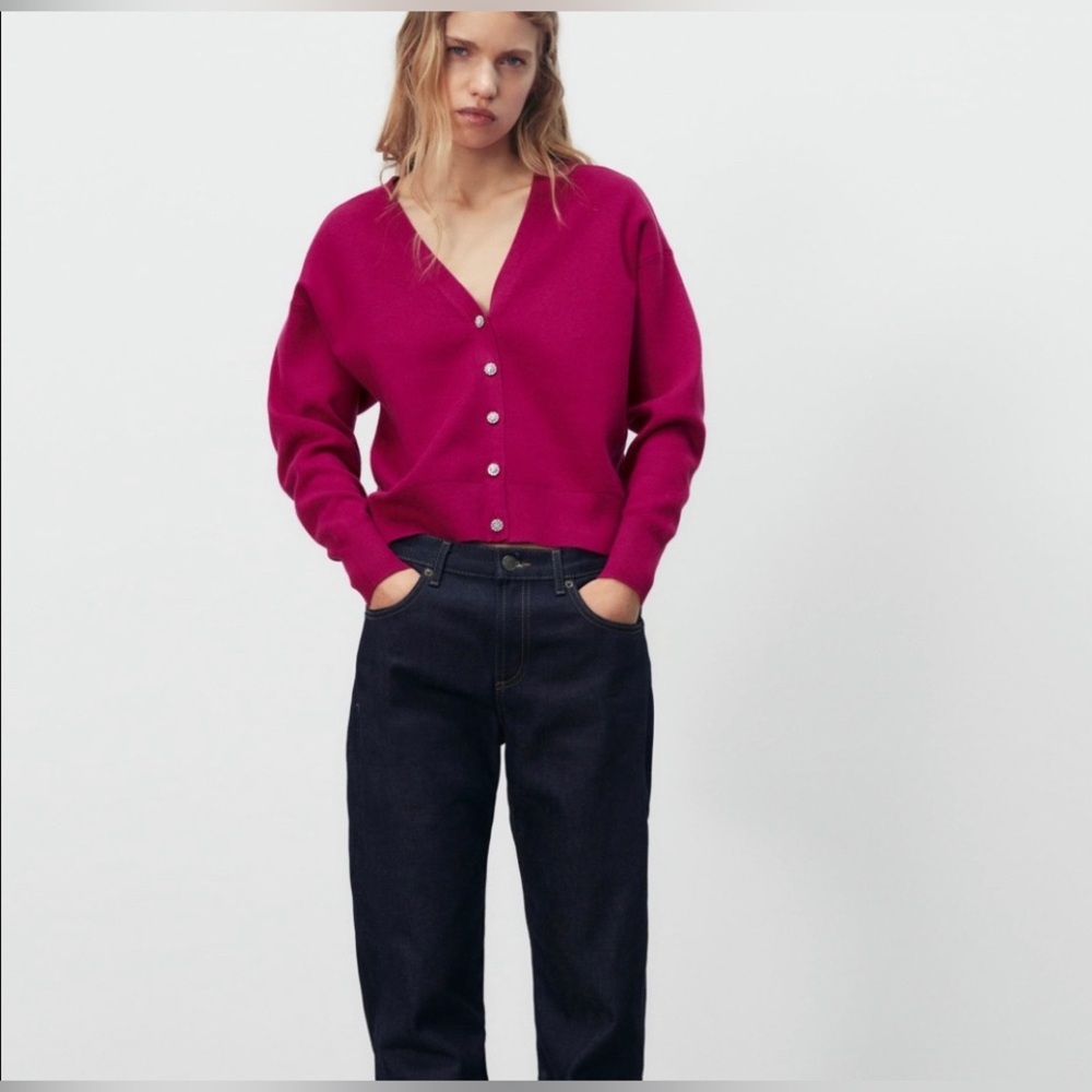Zara Jewel Button Knit Cardigan Sz S - Picture 4 of 13